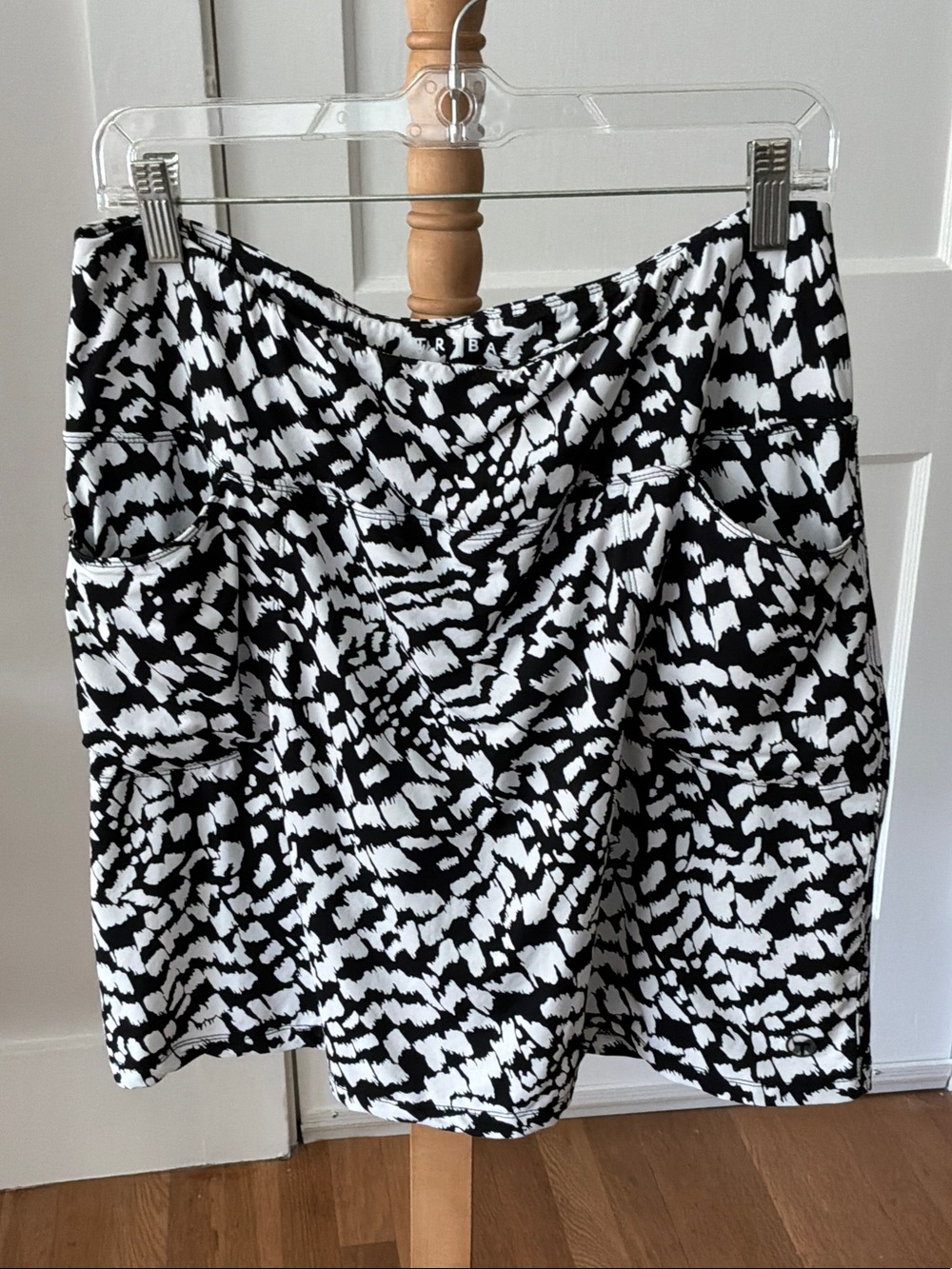 Tribal Black & White Printed Skort